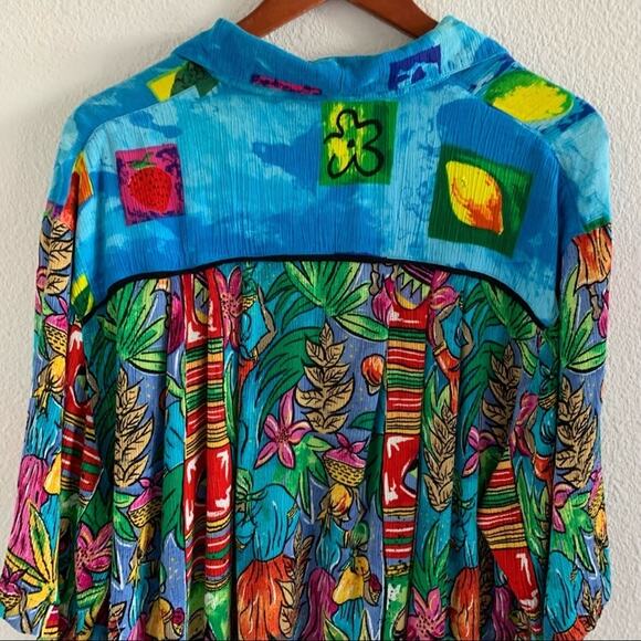 BOP Vintage Art to Wear Tropical Scene Women in Action Art Vibrant Artsy 1X - Picture 8 of 15